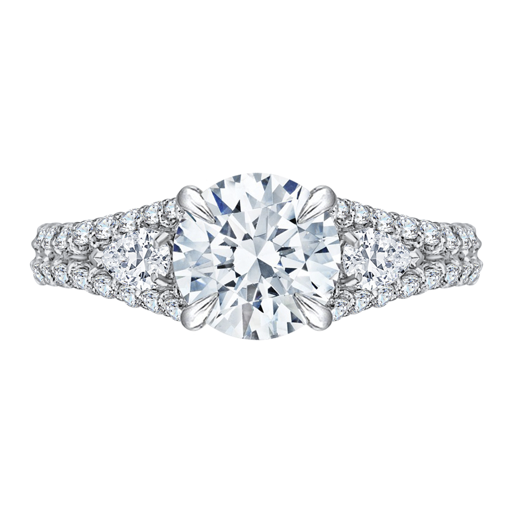 14k two tone gold round diamond engagement ring with split shank (semi mount)