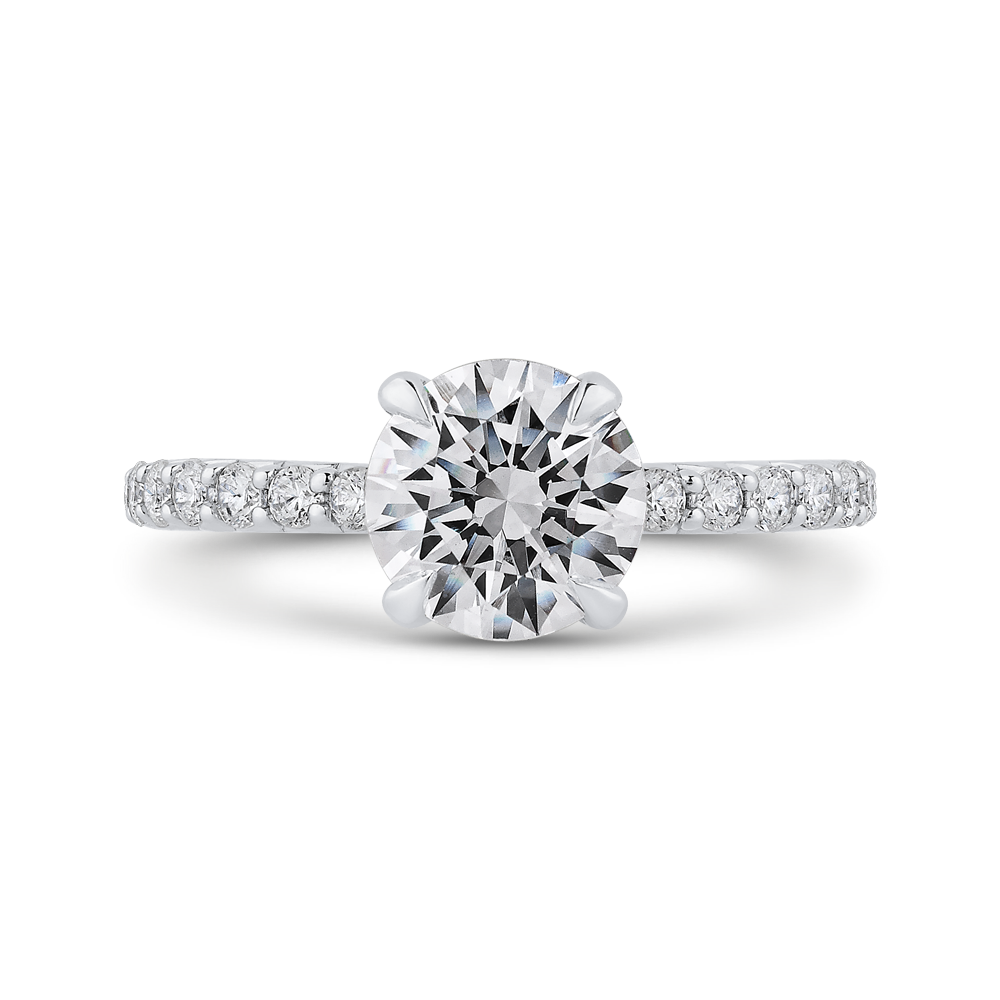 14k two tone gold round diamond engagement ring (semi mount)