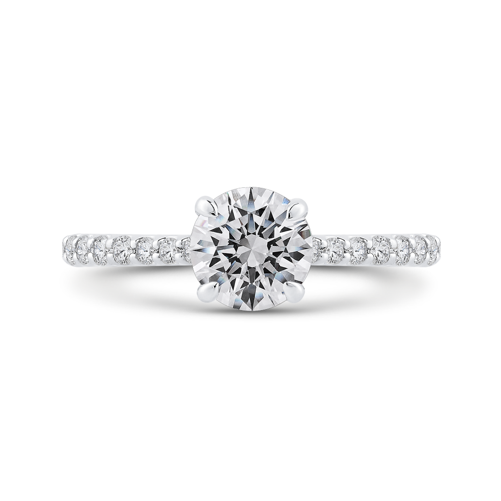 14k two tone gold round diamond engagement ring (semi mount)