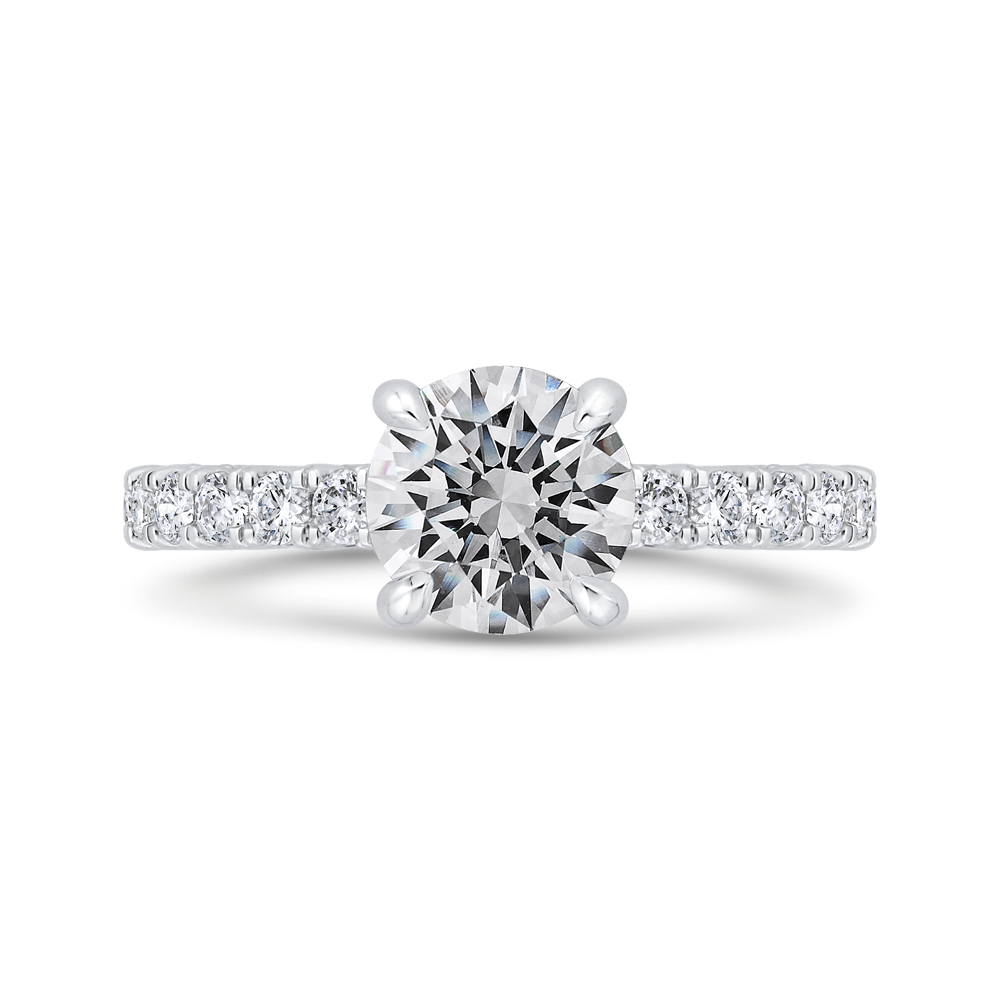 14k white gold round diamond solitaire plus engagement ring (semi mount)