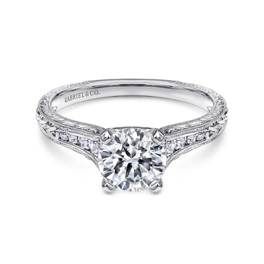 14k white gold round diamond engagement ring