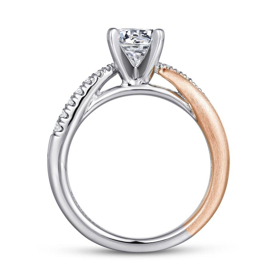 14k white-rose gold round diamond criss cross engagement ring