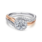 14k white-rose gold round halo diamond engagement ring