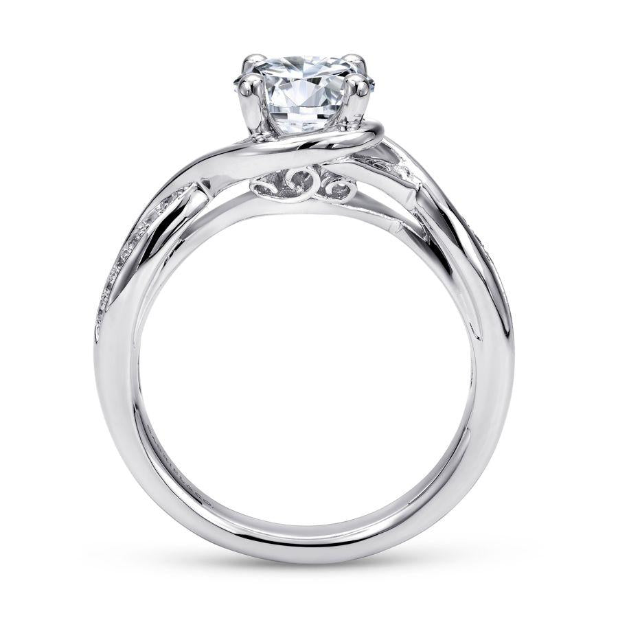 14k white gold round twisted diamond engagement ring