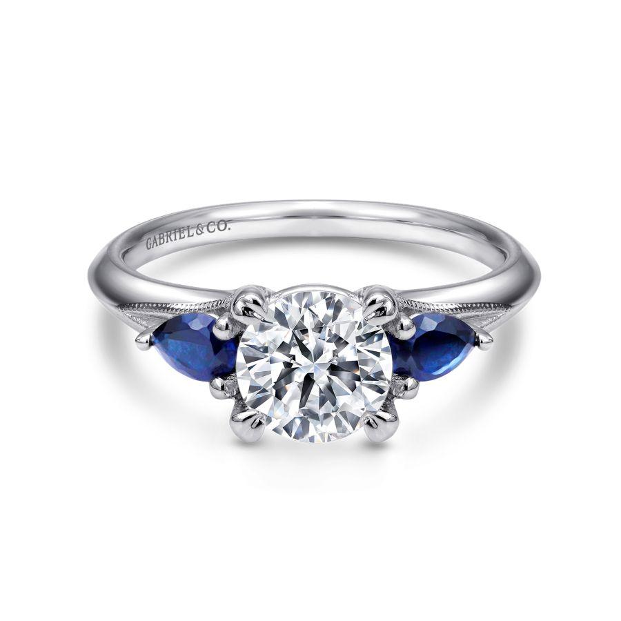 14k white gold sapphire and diamond engagement ring