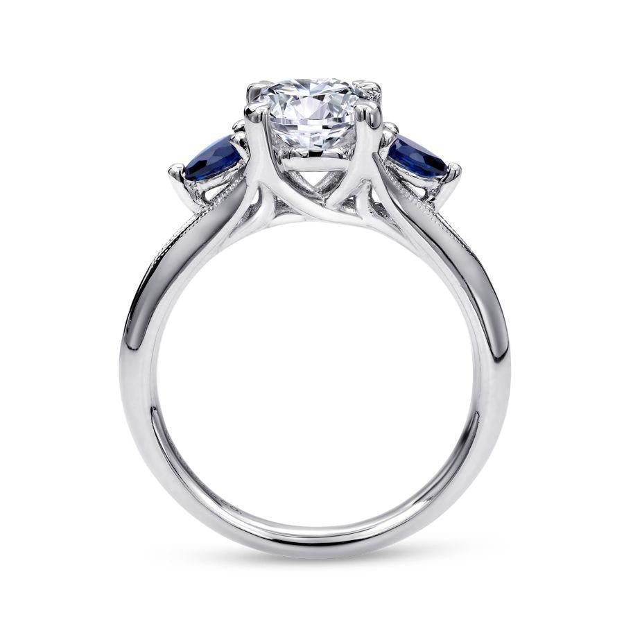 14k white gold sapphire and diamond engagement ring