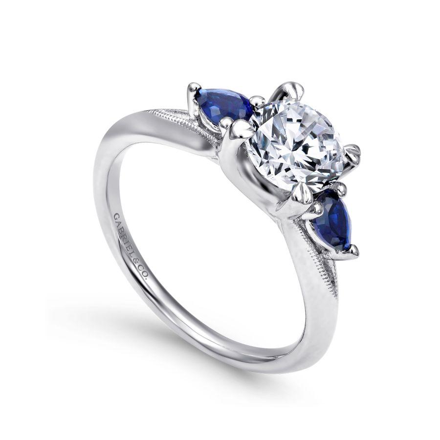 14k white gold sapphire and diamond engagement ring