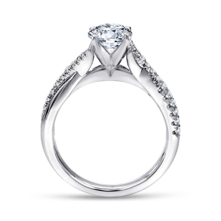 14k white gold round twisted diamond engagement ring
