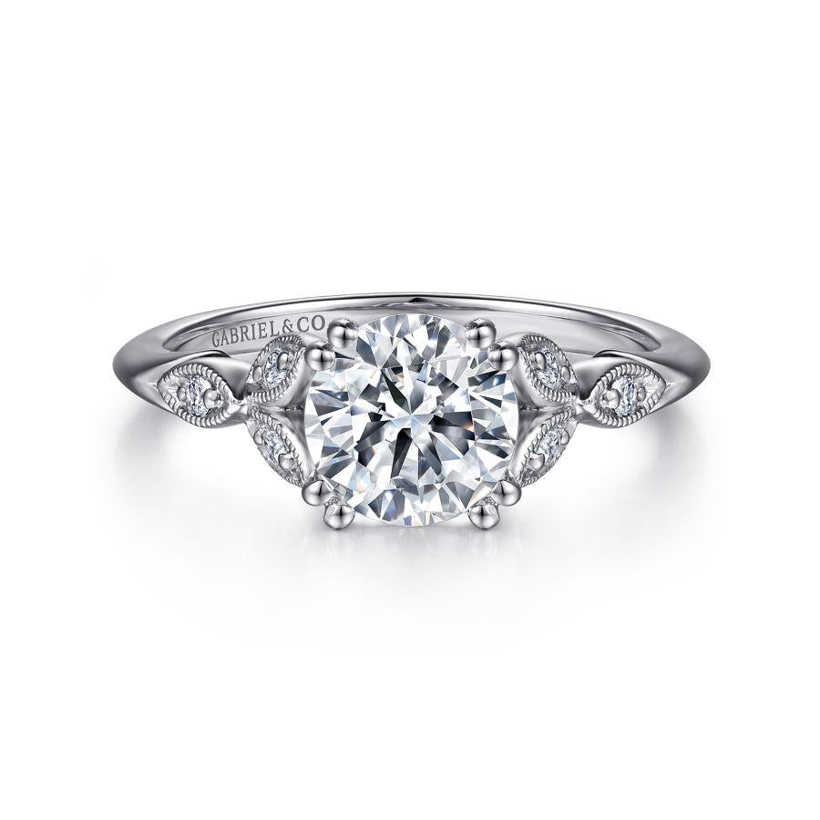 14k white gold round diamond engagement ring