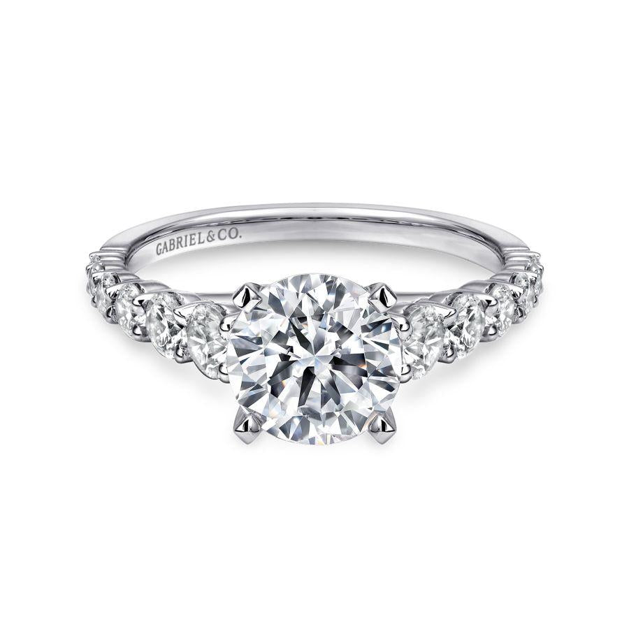 14k white gold round diamond engagement ring