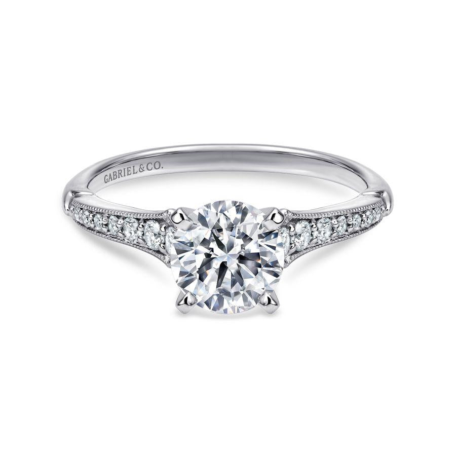 14k white gold round diamond engagement ring
