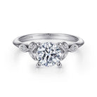vintage inspired 14k white gold split shank round diamond engagement ring