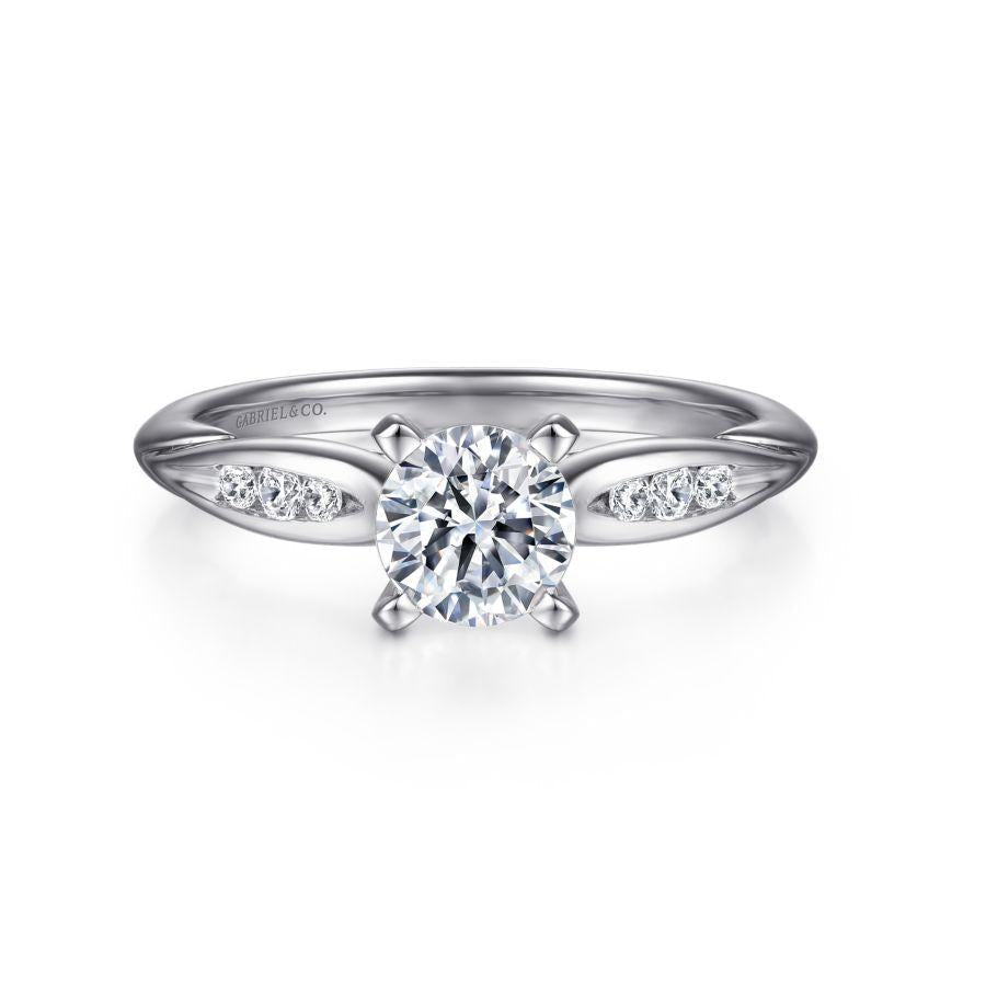 14k white gold round diamond engagement ring
