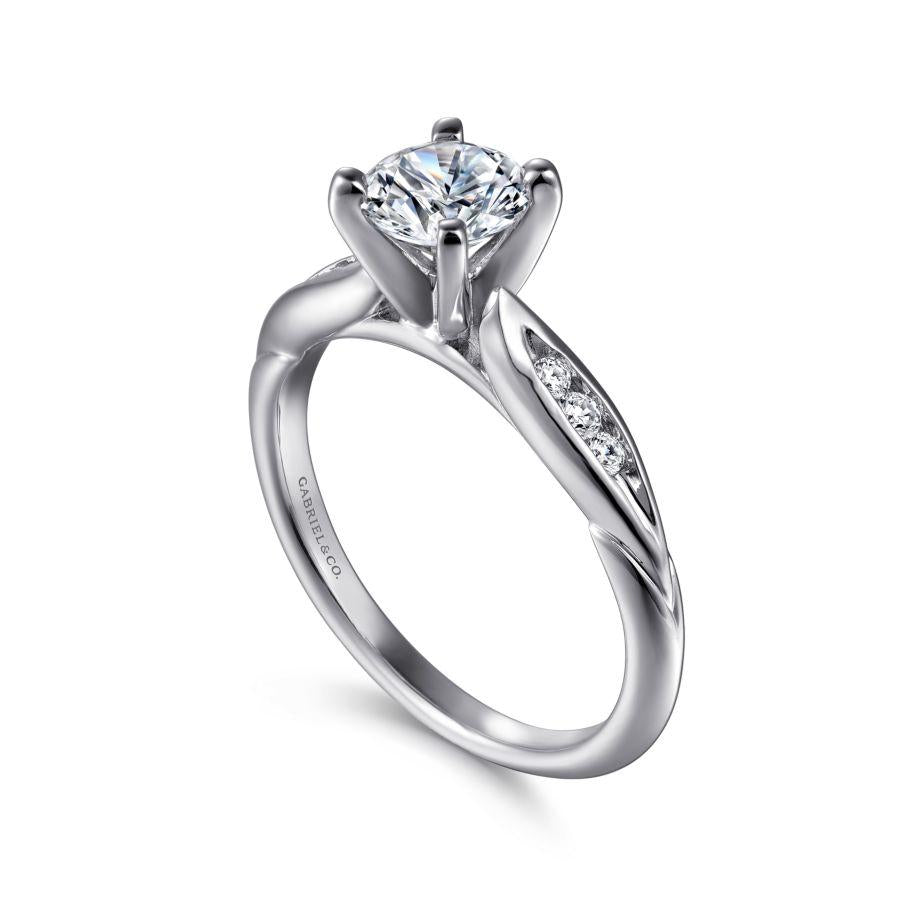 14k white gold round diamond engagement ring