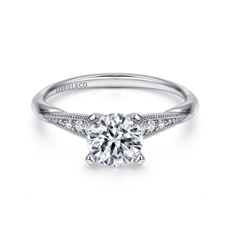 14k white gold round diamond engagement ring