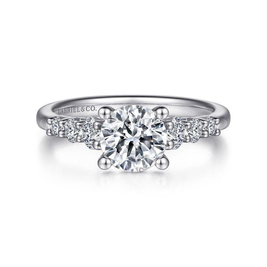 14k white gold round diamond engagement ring