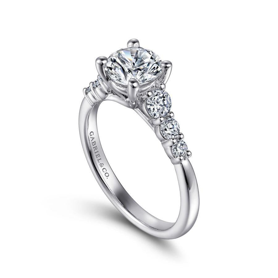 14k white gold round diamond engagement ring