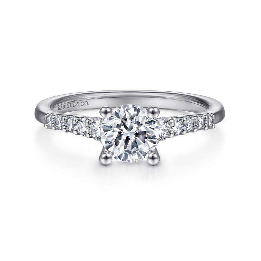 14k white gold round diamond engagement ring