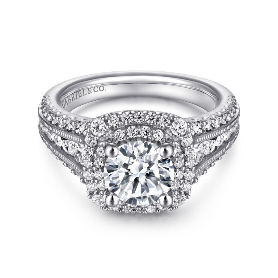 14k white gold round diamond engagement ring