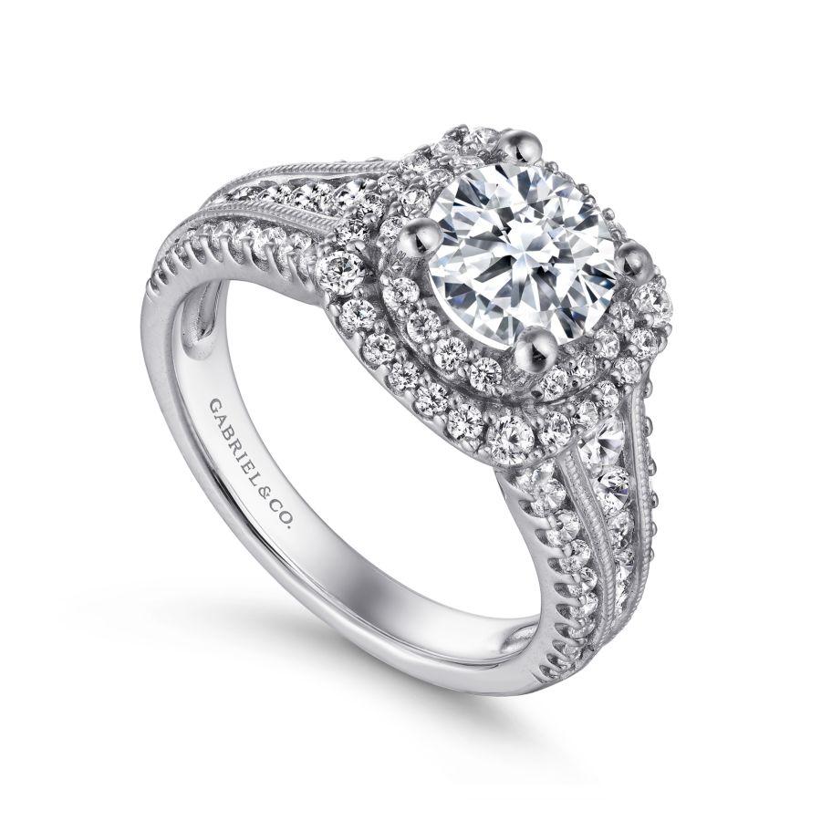 14k white gold round diamond engagement ring