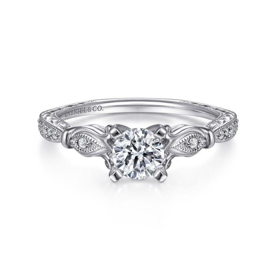 14k white gold round diamond engagement ring