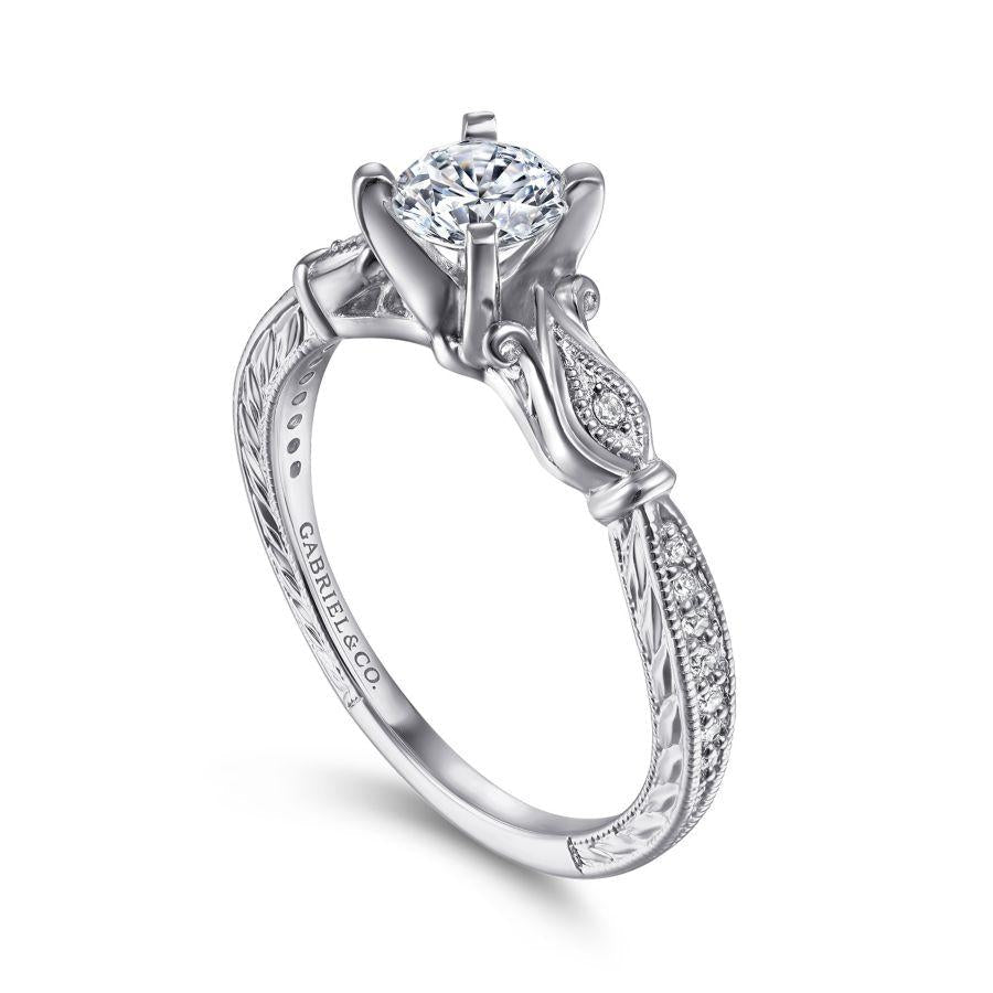 14k white gold round diamond engagement ring