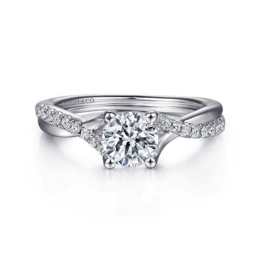 14k white gold round diamond engagement ring