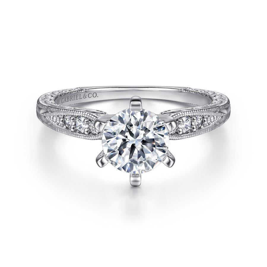 14k white gold round diamond engagement ring