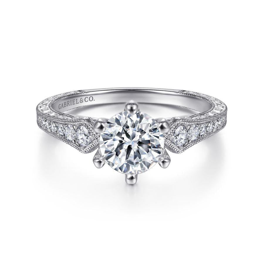 14k white gold round diamond engagement ring