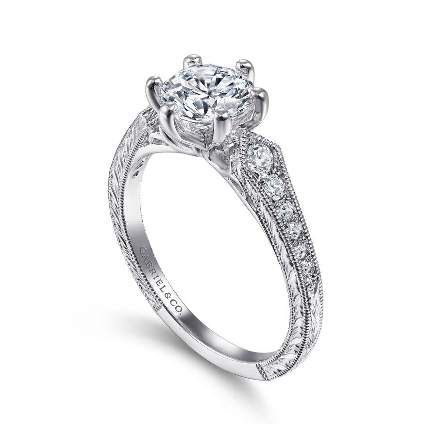 14k white gold round diamond engagement ring