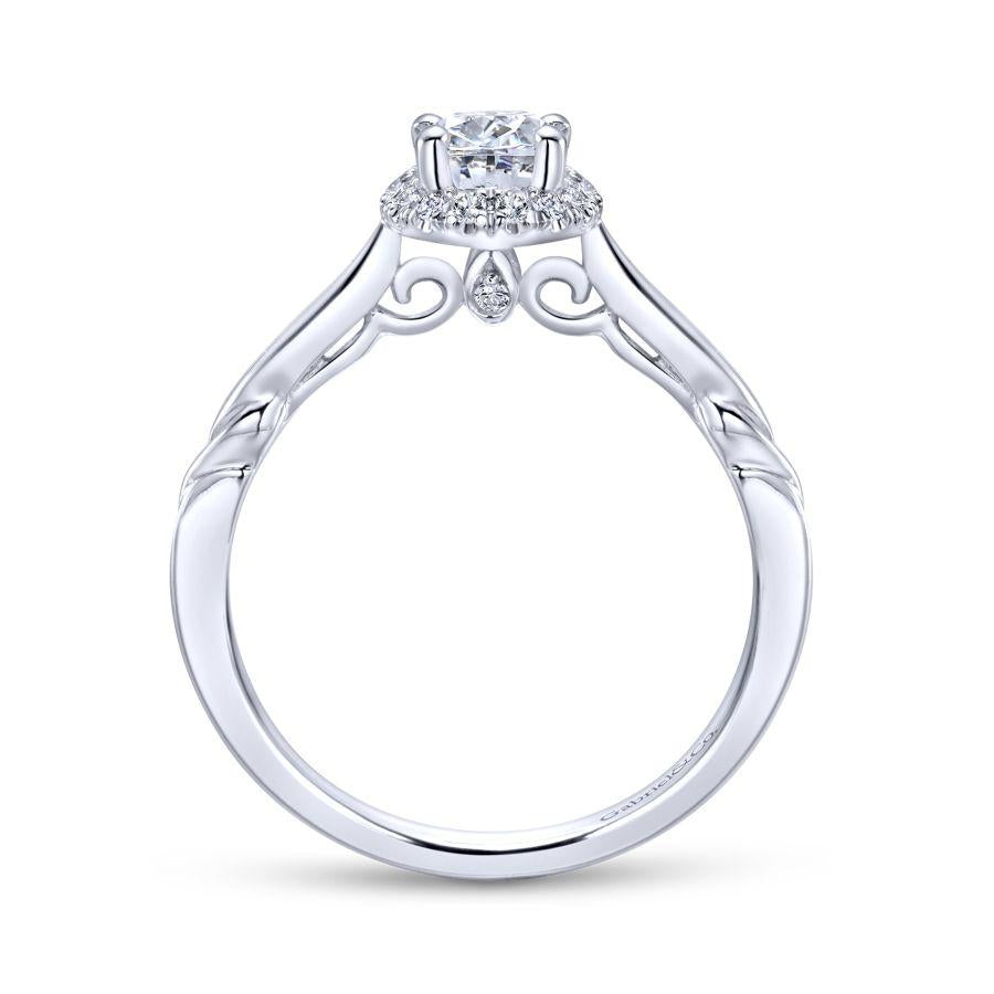 14k white gold oval halo diamond engagement ring