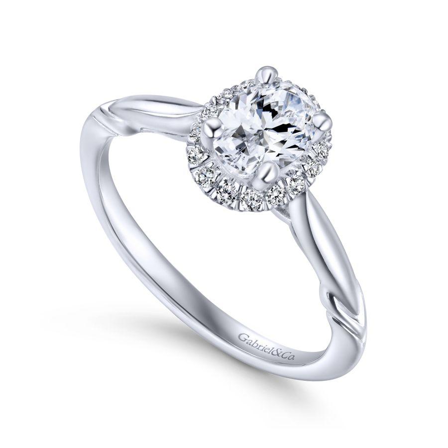 14k white gold oval halo diamond engagement ring