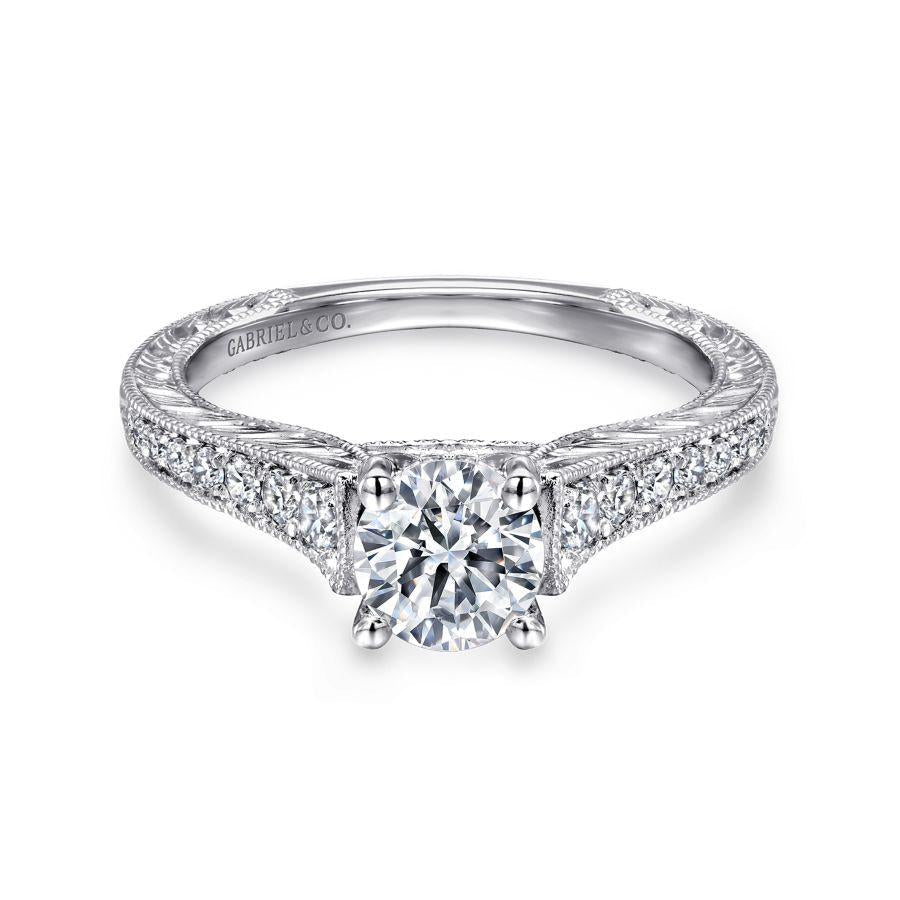 14k white gold round diamond engagement ring