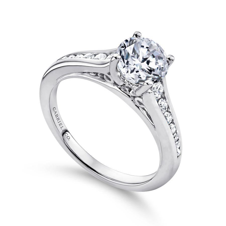 14k white gold round diamond engagement ring