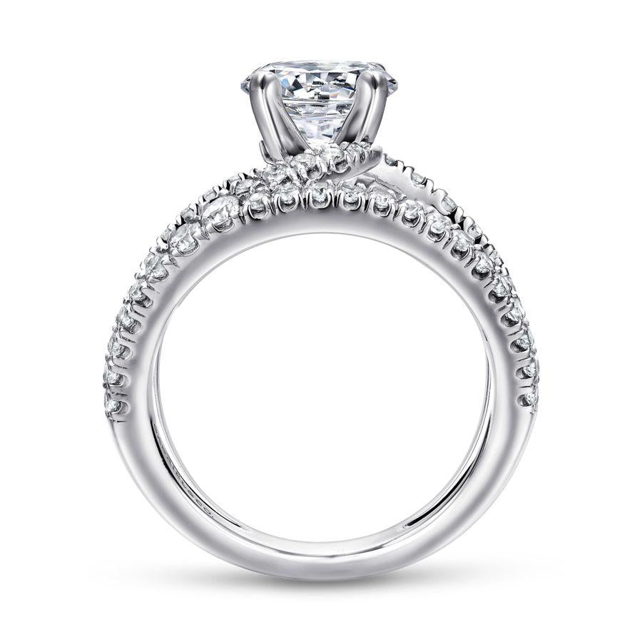 14k white gold round split shank diamond engagement ring