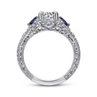 14k white gold round sapphire and diamond engagement ring