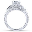 14k white gold round sapphire and diamond engagement ring