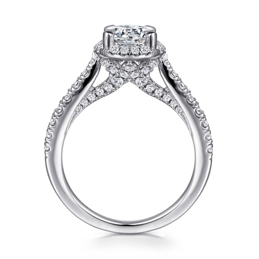 14k white gold round halo diamond engagement ring
