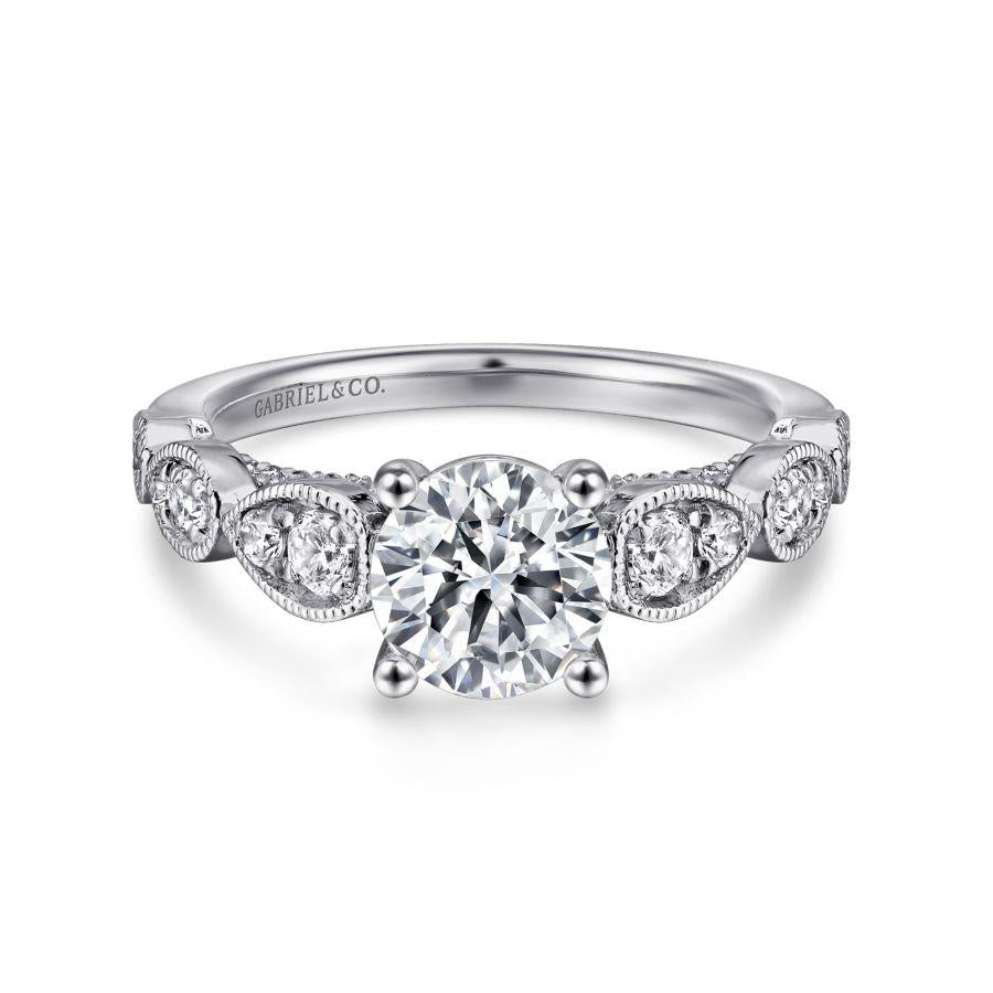 14k white gold round diamond engagement ring