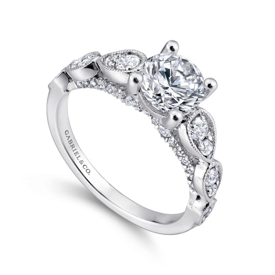 14k white gold round diamond engagement ring