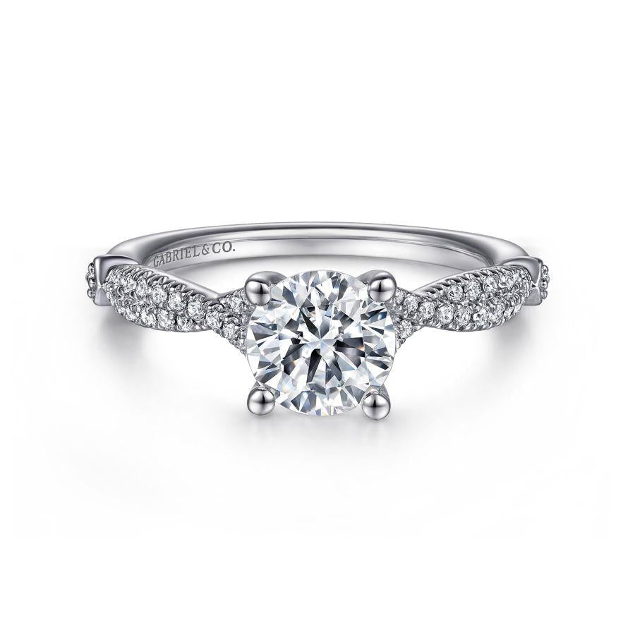 14k white gold round diamond engagement ring