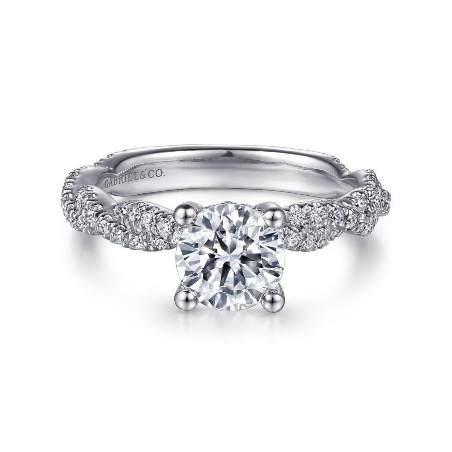 14k white gold round diamond engagement ring