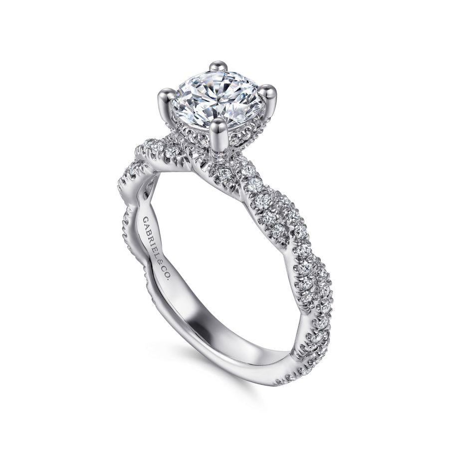 14k white gold round diamond engagement ring