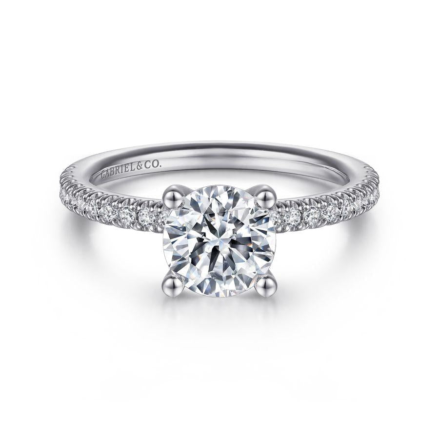 14k white gold round diamond engagement ring