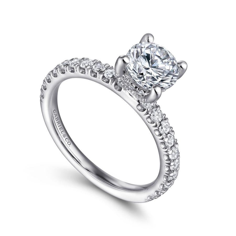 14k white gold round diamond engagement ring