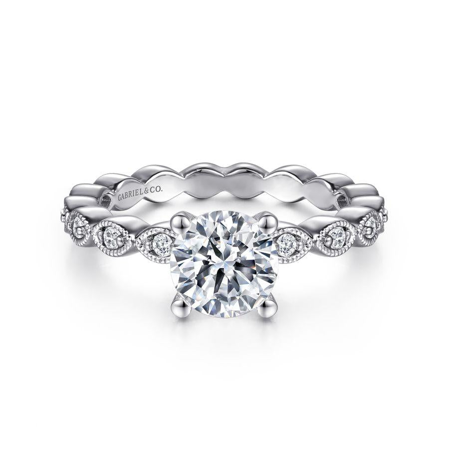 14k white gold round diamond engagement ring
