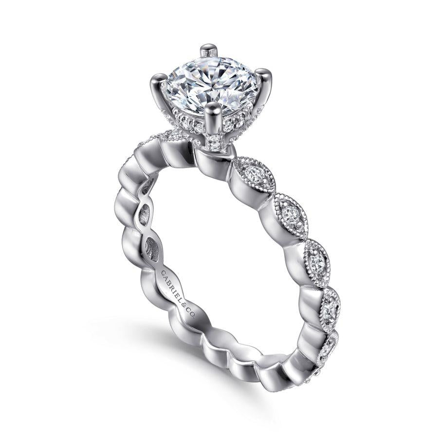14k white gold round diamond engagement ring