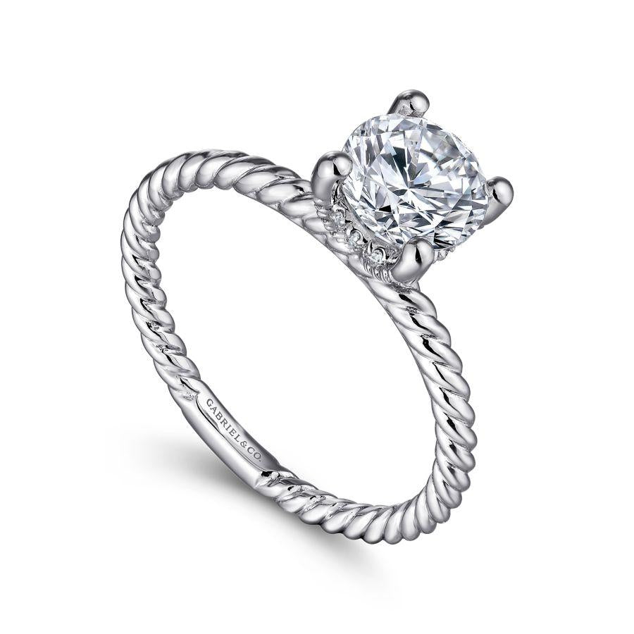 14k white gold round diamond engagement ring