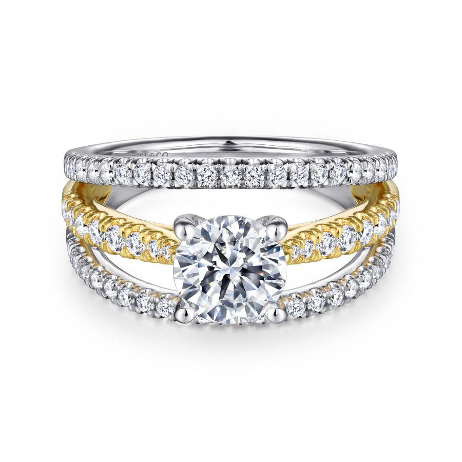 14k white-yellow gold round diamond engagement ring