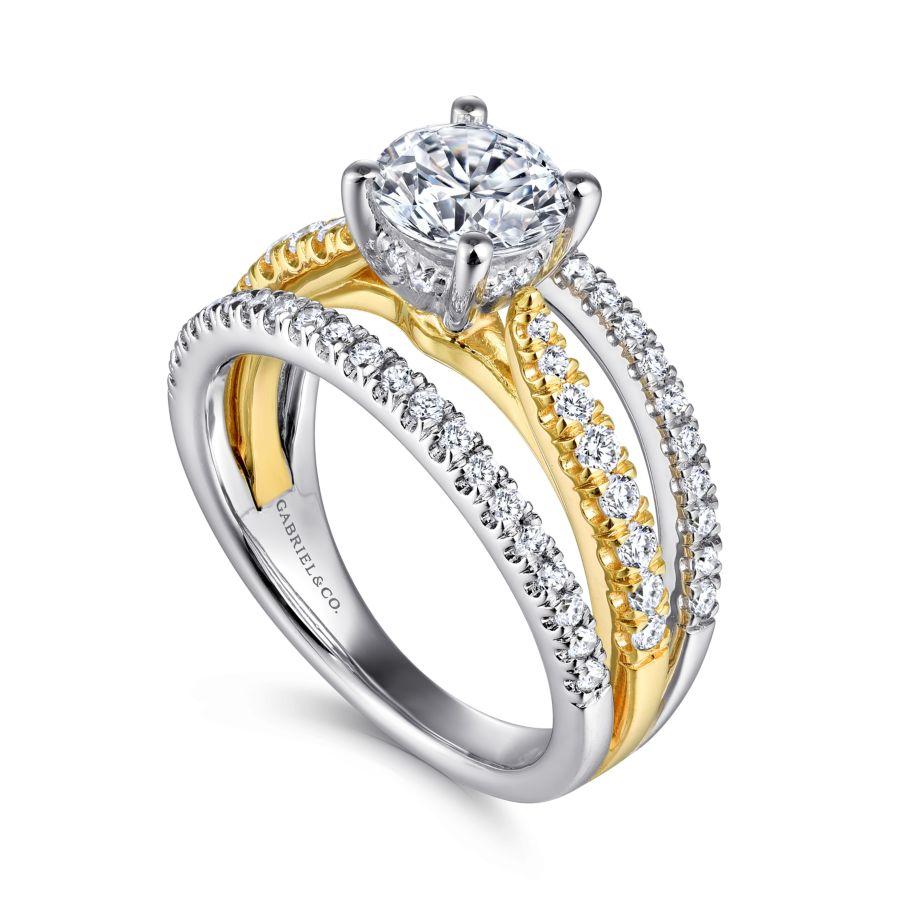 14k white-yellow gold round diamond engagement ring